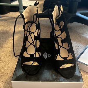 Black lace up heels